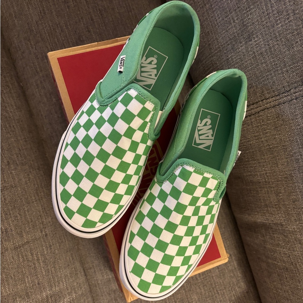 VANS WOMEN'S ASHER CHECKER SUMMER GREEN